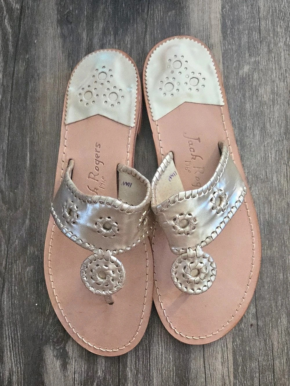 Jack Rogers Jackie Leather Sandal Brown & Gold Sandals